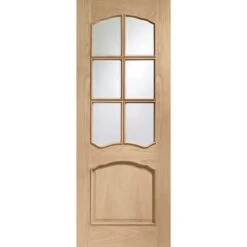 Riviera Pre-Finished Internal Oak Door With Raised Mouldings And Clear Bevelled Glass -1981 X 762 X 35mm (30")