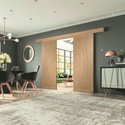 Easi-Glide Oak Gliding Door Frame (including Hardware)-2100mm