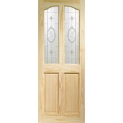Rio Internal Clear Pine Door With Crystal Rose Glass