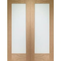 Pattern 10 Internal Oak Rebated Door Pair With Clear Glass