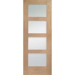 Shaker 4 Light Internal Oak Fire Door With Obscure Glass