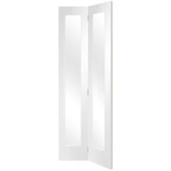 Pattern 10 Bi-Fold Internal White Primed Door With Clear Glass