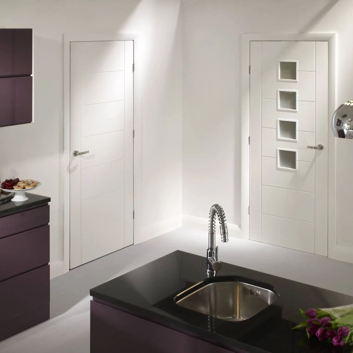 Palermo Internal White Primed Door With Obscure Glass - Image 2