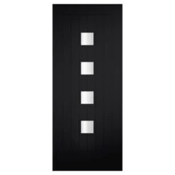 XL Joinery Tricoya Siena Painted Jet Black 4L External Obscure Glazed Door