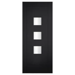 XL Joinery Tricoya Turin Painted Jet Black 3L External Obscure Glazed Door