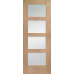 Shaker 4 Light Pre-Finished Internal Oak Door With Clear Glass