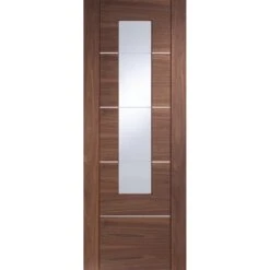 Portici Pre-Finished Internal Walnut Door Clear Glass