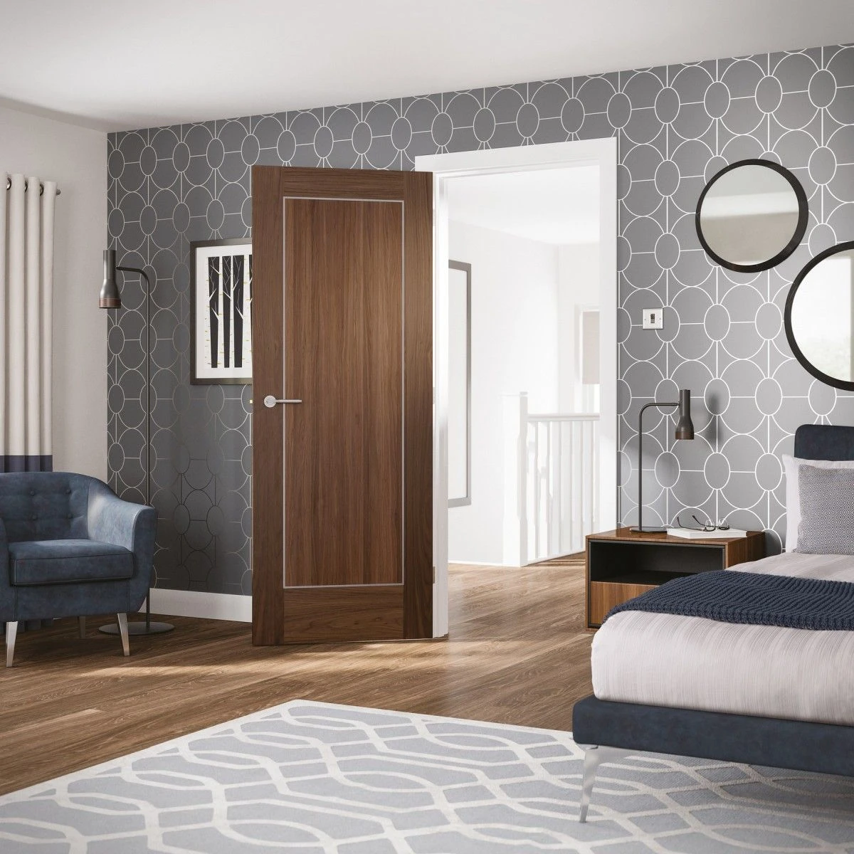 Varese Pre-Finished Internal Walnut Fire Door - Image 2