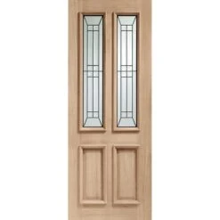 Malton Diamond Triple Glazed External Oak Door (M&T) With Black Caming