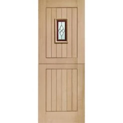 Chancery Stable Triple Glazed External Oak Door (M&T) With Brass Caming