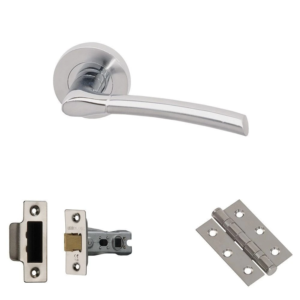 XL Joinery Drava Polished/Satin Chrome Latch Door Handle Pack - Image 3