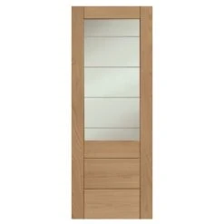 XL Joinery Palermo 2XG Internal Oak Door With Clear Etched Glass - EGOPALXG30