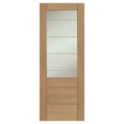 XL Joinery Palermo 2XG Internal Oak Door With Clear Etched Glass - EGOPALXG726
