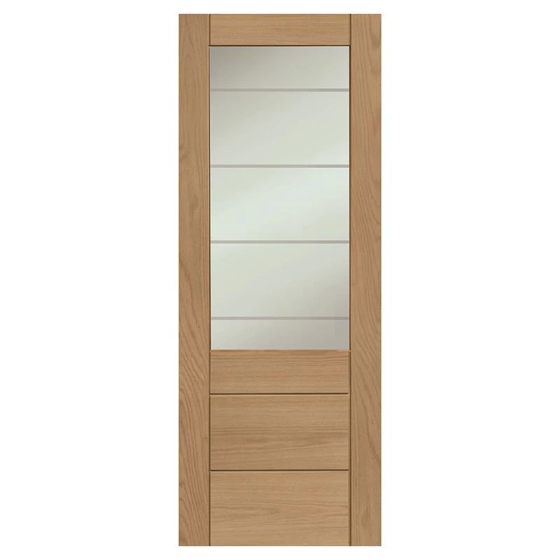 XL Joinery Palermo 2XG Internal Oak Door With Clear Etched Glass - EGOPALXG726