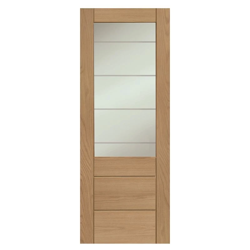 XL Joinery Palermo 2XG Internal Oak Door With Clear Etched Glass - EGOPALXG826