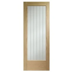XL Joinery Internal Oak Suffolk Pattern 10 Door With Clear Etched Glass - EGOSUFP1024