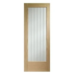 XL Joinery Internal Oak Suffolk Pattern 10 Door With Clear Etched Glass - EGOSUFP1027