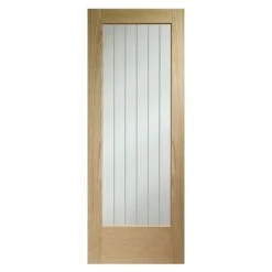XL Joinery Internal Oak Suffolk Pattern 10 Door With Clear Etched Glass - EGOSUFP1030