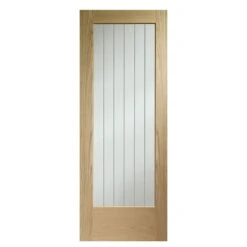XL Joinery Internal Oak Suffolk Pattern 10 Door With Clear Etched Glass - EGOSUFP1032