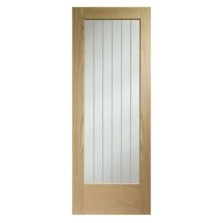 XL Joinery Internal Oak Suffolk Pattern 10 Door With Clear Etched Glass - EGOSUFP10626