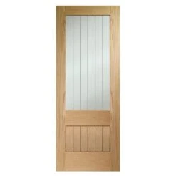 XL Joinery Internal Oak Suffolk 2XG Door With Clear Etched Glass - EGOSUFXG24