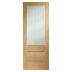 XL Joinery Internal Oak Suffolk 2XG Door With Clear Etched Glass - EGOSUFXG27