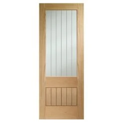 XL Joinery Internal Oak Suffolk 2XG Door With Clear Etched Glass - EGOSUFXG28