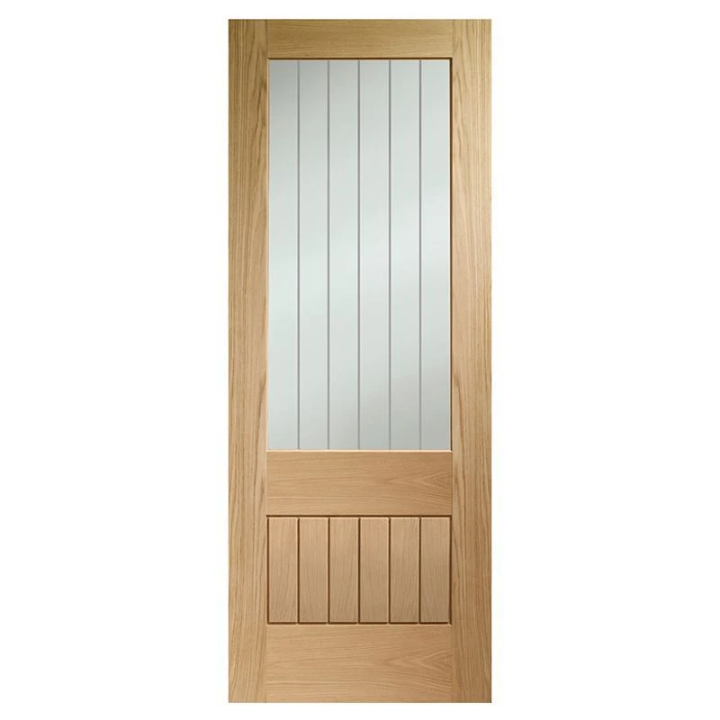 XL Joinery Internal Oak Suffolk 2XG Door With Clear Etched Glass - EGOSUFXG726