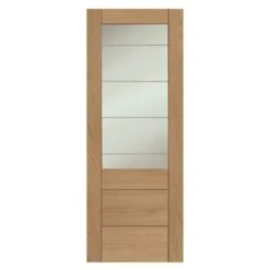 XL Joinery Palermo Essential 2XG Internal Oak Pre-Finished Door With Clear Etched Glass - EPFGOPALXG27