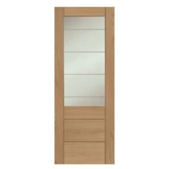 XL Joinery Palermo Essential 2XG Internal Oak Pre-Finished Door With Clear Etched Glass - EPFGOPALXG32