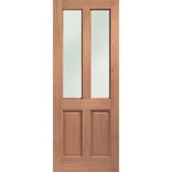 XL Joinery Malton 2 Panel Victorian Unfinished Natural Hardwood 2 Light Obscure Glass External Front Door (D&G)