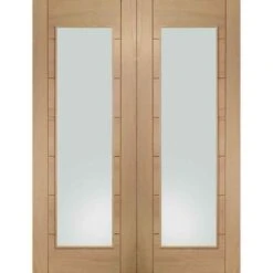 XL Joinery Palermo Internal Oak Rebated Door Pair With Clear Glass 1981 X 1524 X 40mm - GOPPAL60