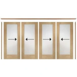 XL Joinery Unfinished Oak 4 Door Double Wardrobe Frame (Including Hardware Kit) - 2085mm X 2440mm X 115mm (82.1x96.1x4.6 Inch)