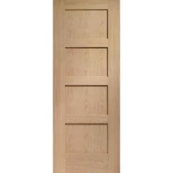 XL Joinery Shaker 4 Panel Pre-Finished Internal Oak Fire Door -1981 X 838 X 44mm (33") - PFINTOSHA4P33-FD
