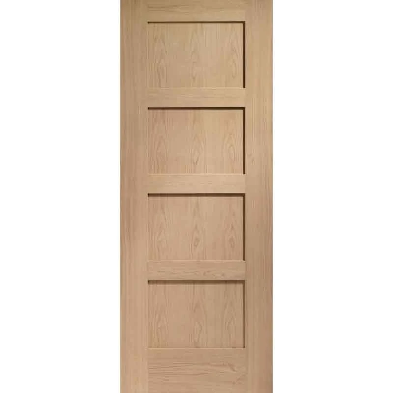 XL Joinery Shaker 4 Panel Pre-Finished Internal Oak Fire Door -1981 X 838 X 44mm (33") - PFINTOSHA4P33-FD