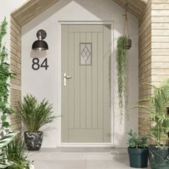 XL Joinery Chancery 1 Panel Cottage Pre-Finished/Primed Tricoya 1 Light Clear Glass External Front Door - 1981mm X 838mm (78x33 Inch)