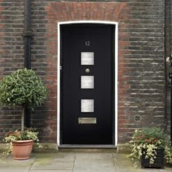 XL Joinery Turin 1 Panel Contemporary Pre-Finished/Primed Tricoya 1 Light Obscure Glass External Front Door - 1981mm X 838mm (78x33 Inch)