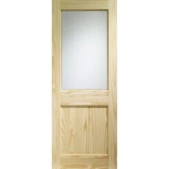 XL Joinery 2XG 1 Panel Shaker Unfinished Natural Pine 1 Light Flemish Glass External Front Door (D&G)