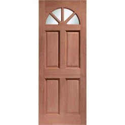XL Joinery Carolina 4 Panel Victorian Unfinished Natural Hardwood 4 Fanlight Clear Glass External Front Door (D&G)