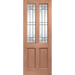 XL Joinery Malton Drydon 2 Panel Victorian Unfinished Natural Hardwood 2 Light Bevelled Glass External Front Door (D&G)