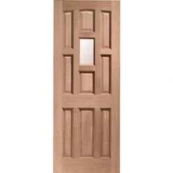 XL Joinery York 9 Panel Edwardian/1930s Unfinished Natural Hardwood 1 Light Obscure Glass External Front Door (D&G)