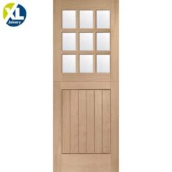 XL Joinery 1 Panel Cottage Unfinished Natural Oak 9 Light Clear Glass External Stable Door (M&T)