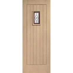 XL Joinery Chancery 1 Panel Cottage Unfinished Natural Oak 1 Light Decorative Glass External Front Door (M&T)