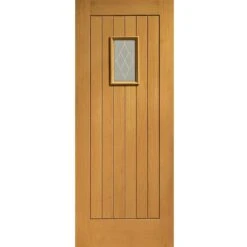 XL Joinery Chancery 1 Panel Cottage Fully Finished Natural Oak 1 Light Decorative Glass External Front Door