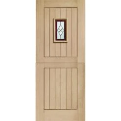 XL Joinery Chancery 2 Panel Cottage Unfinished Natural Oak 1 Light Decorative Glass External Stable Door (M&T)