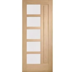 XL Joinery Lucca 1 Panel Contemporary Unfinished Natural Oak 5 Light Obscure Glass External Front Door (M&T)