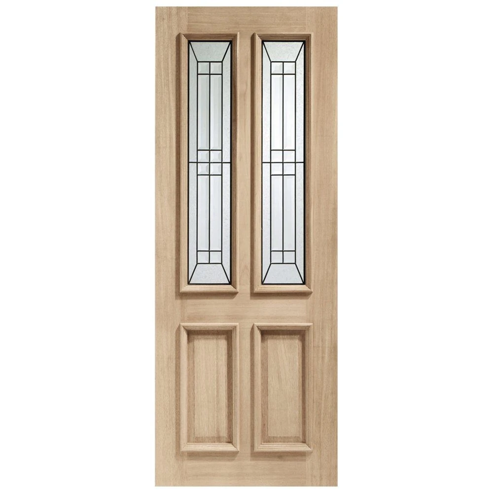 XL Joinery Malton Diamond 2 Panel Victorian Unfinished Natural Oak 2 Light Decorative Glass External Front Door (M&T)