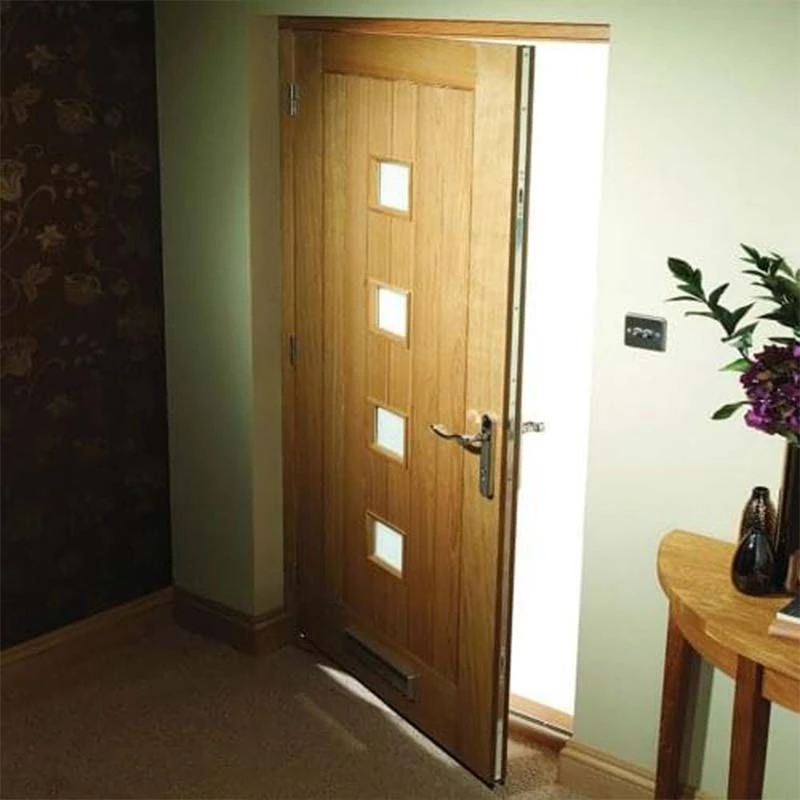 XL Joinery Siena 1 Panel Cottage Fully Finished Natural Oak 4 Light Obscure Glass External Front Door (M&T) - 1981mm X 838mm (78x33 Inch)