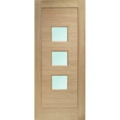 XL Joinery Turin 1 Panel Contemporary Unfinished Natural Oak 3 Light Obscure Glass External Front Door (M&T)