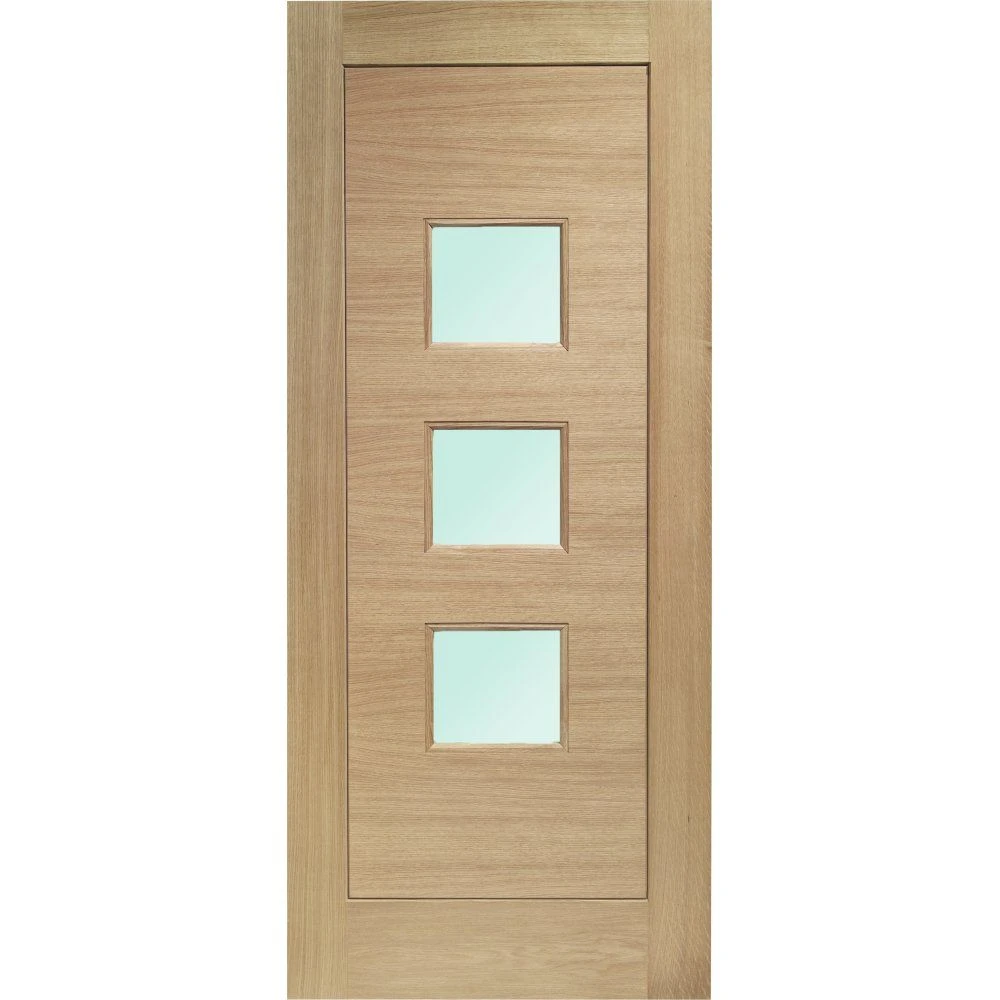 XL Joinery Turin 1 Panel Contemporary Unfinished Natural Oak 3 Light Obscure Glass External Front Door (M&T)